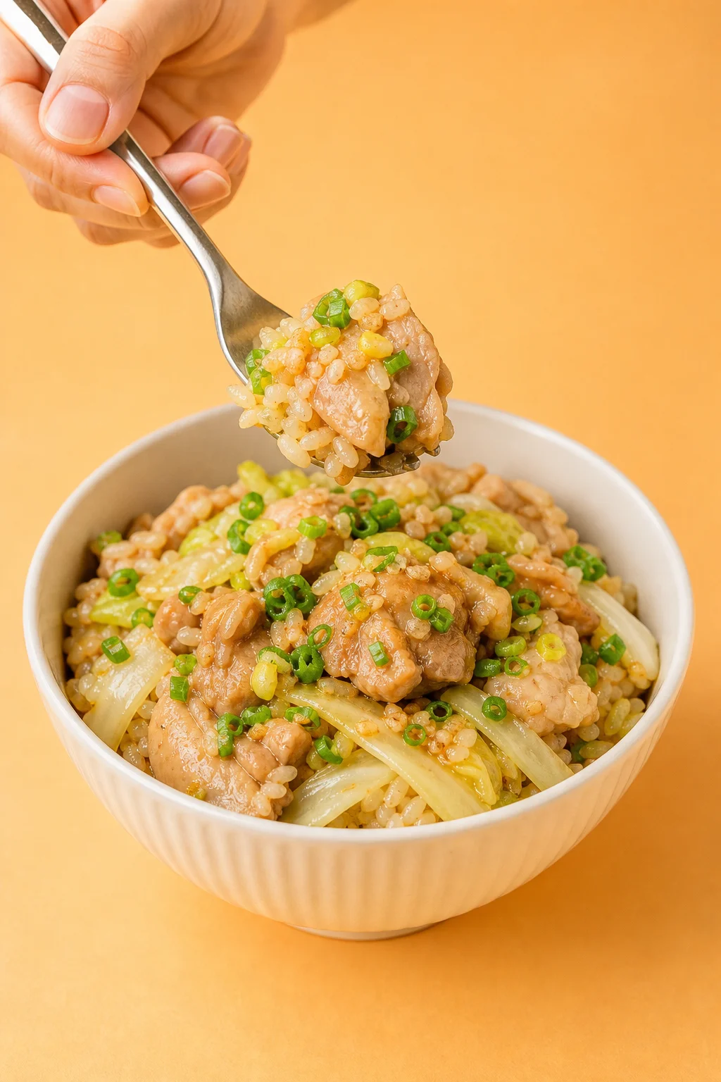 Garlic scallion chicken rice bowl