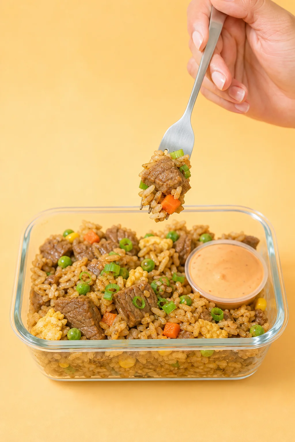 Slow cooker steak fried rice