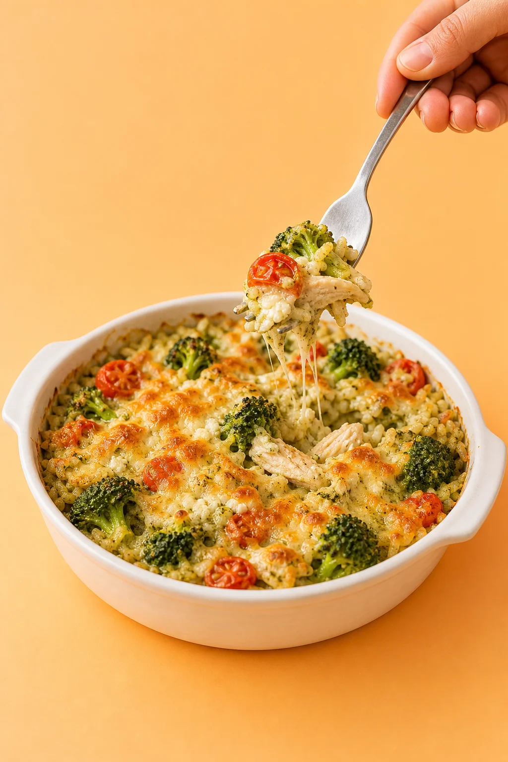 Chicken pesto and rice bake