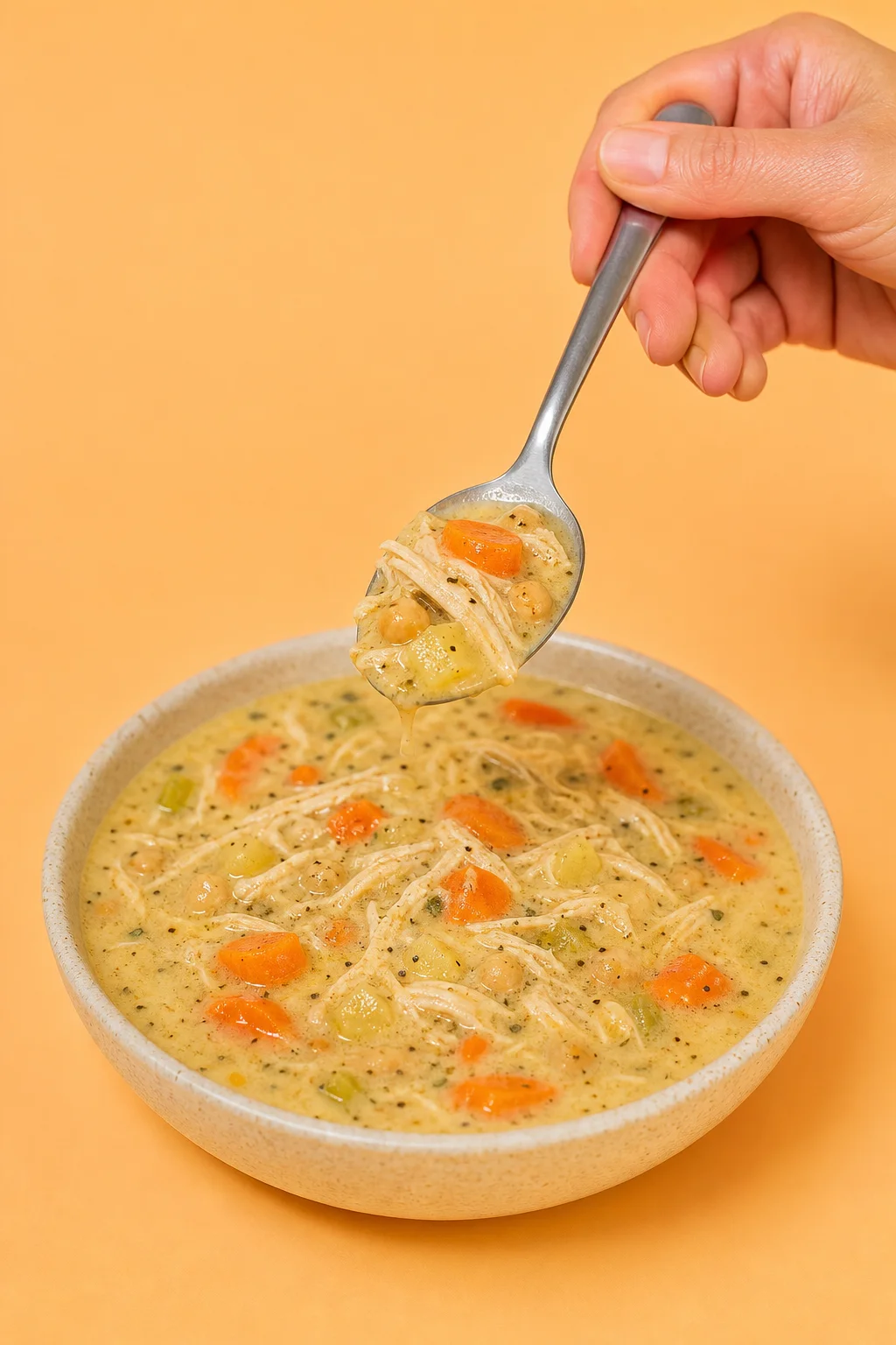 Creamy chicken and vegetable soup