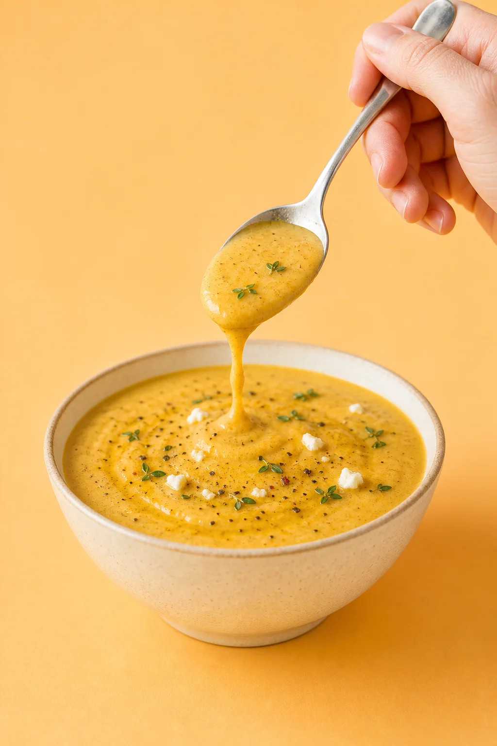 Creamy feta and roasted veg soup